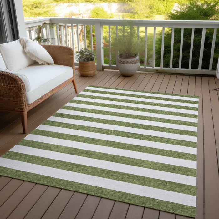 Washable Striped Indoor / Outdoor Rug