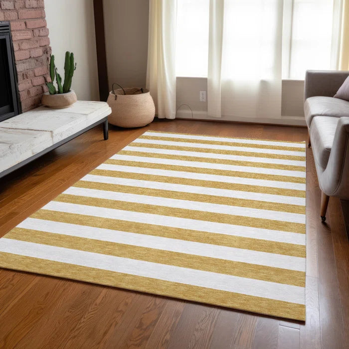 Washable Striped Indoor / Outdoor Rug