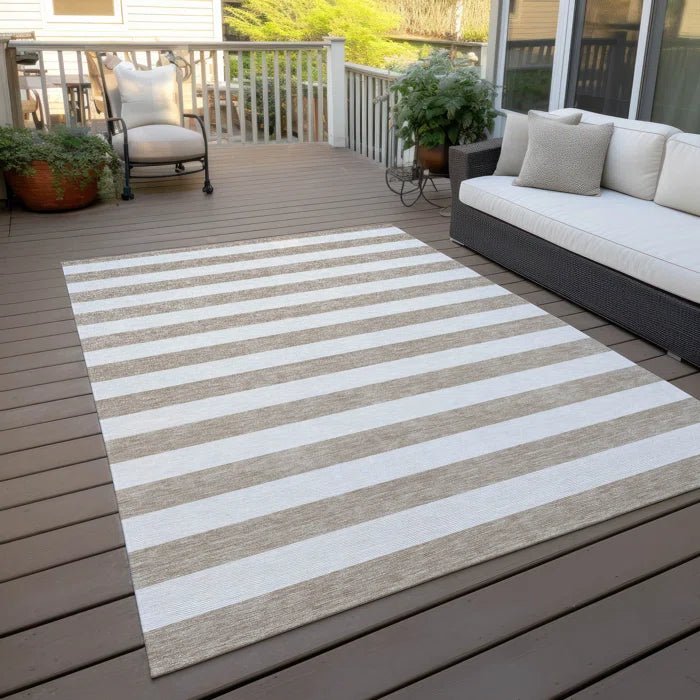 Washable Striped Indoor / Outdoor Rug