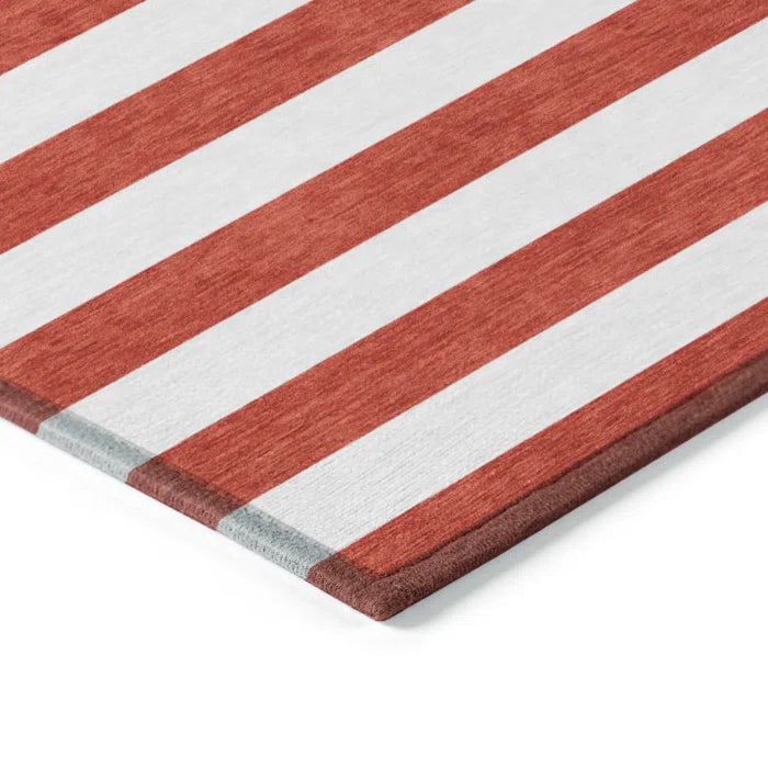 Washable Striped Indoor / Outdoor Rug