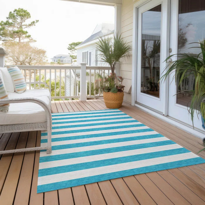 Washable Striped Indoor / Outdoor Rug