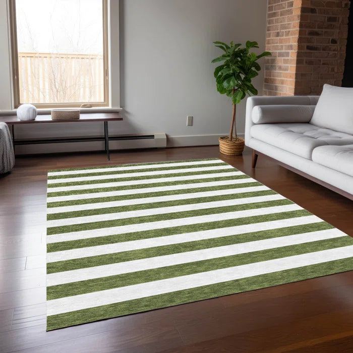 Washable Striped Indoor / Outdoor Rug