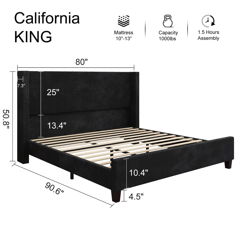 Wauseon Corduroy Upholstered Bed