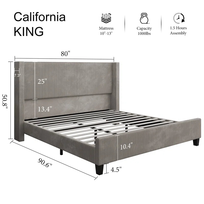 Wauseon Corduroy Upholstered Bed