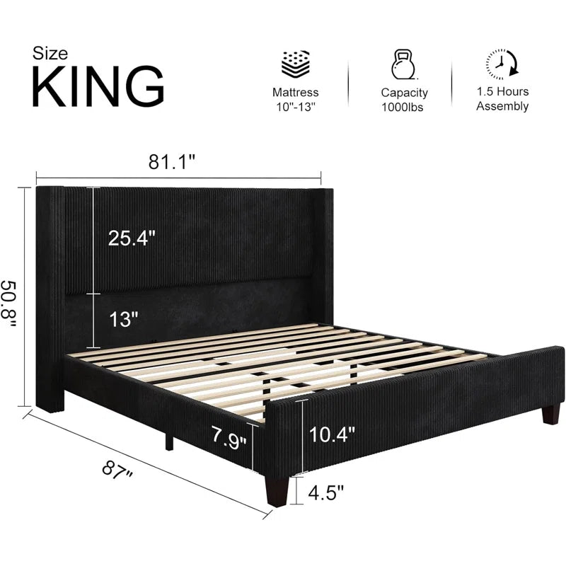 Wauseon Corduroy Upholstered Bed