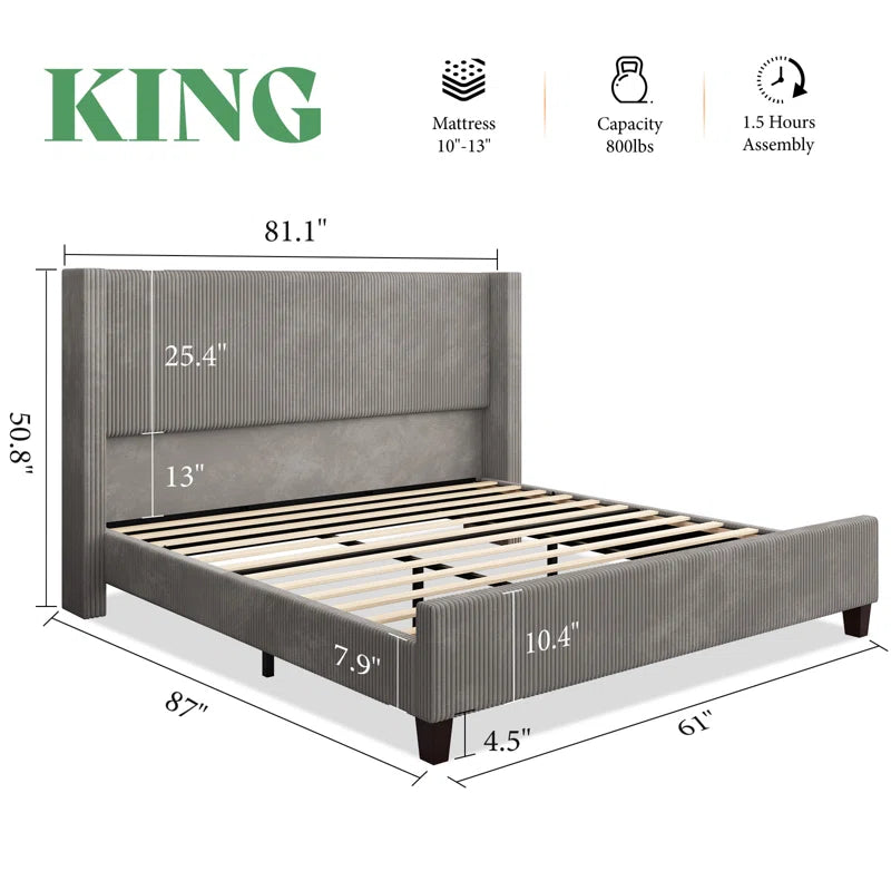 Wauseon Corduroy Upholstered Bed