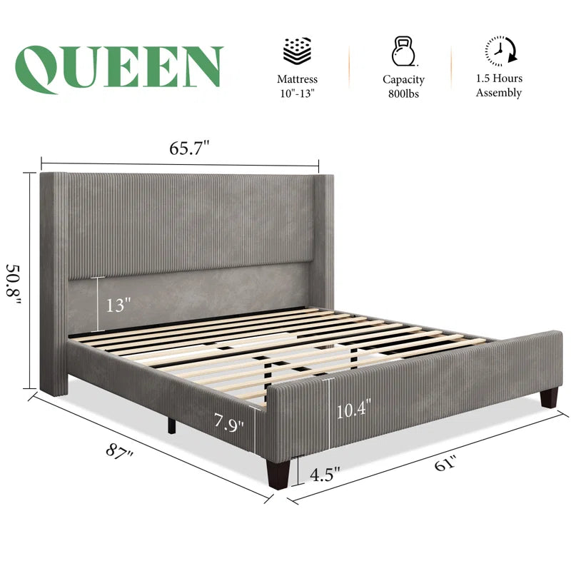 Wauseon Corduroy Upholstered Bed