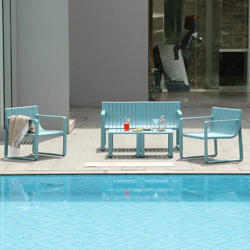 Werph 4-Person Outdoor Seating Group, Modular Patio Conversation Furniture Sets with Coffee Table or Ottoman