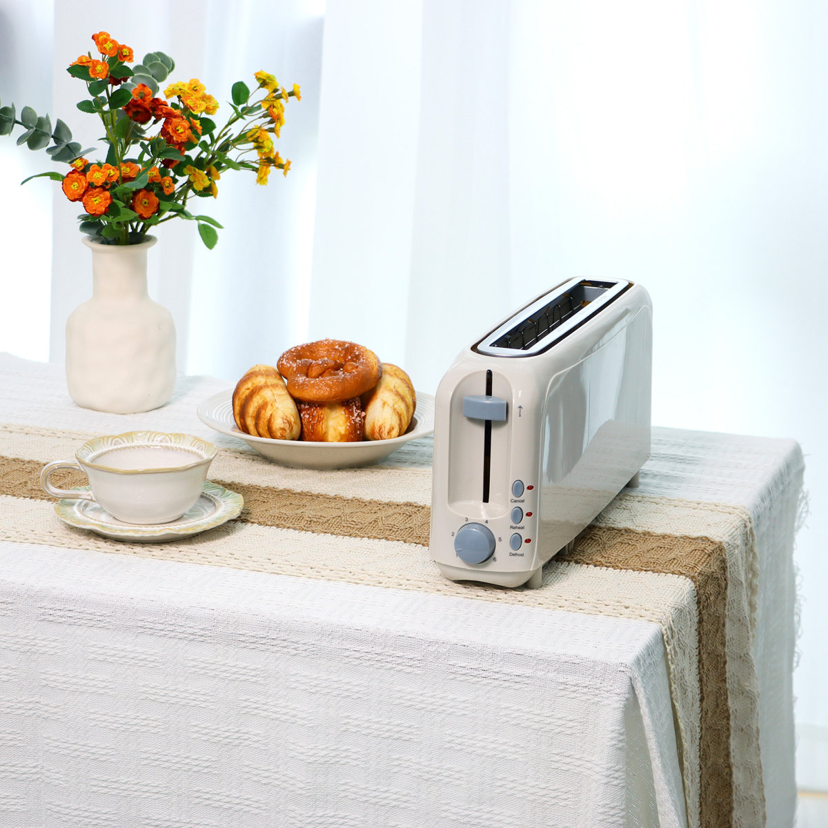 Yellow 2-Slice Slim Toaster - 10" Long Slot For Bagels & Artisan Bread, 6 Shade Settings, Cancel/Reheat/Defrost, Removable Crumb Tray, Auto Shut-Off