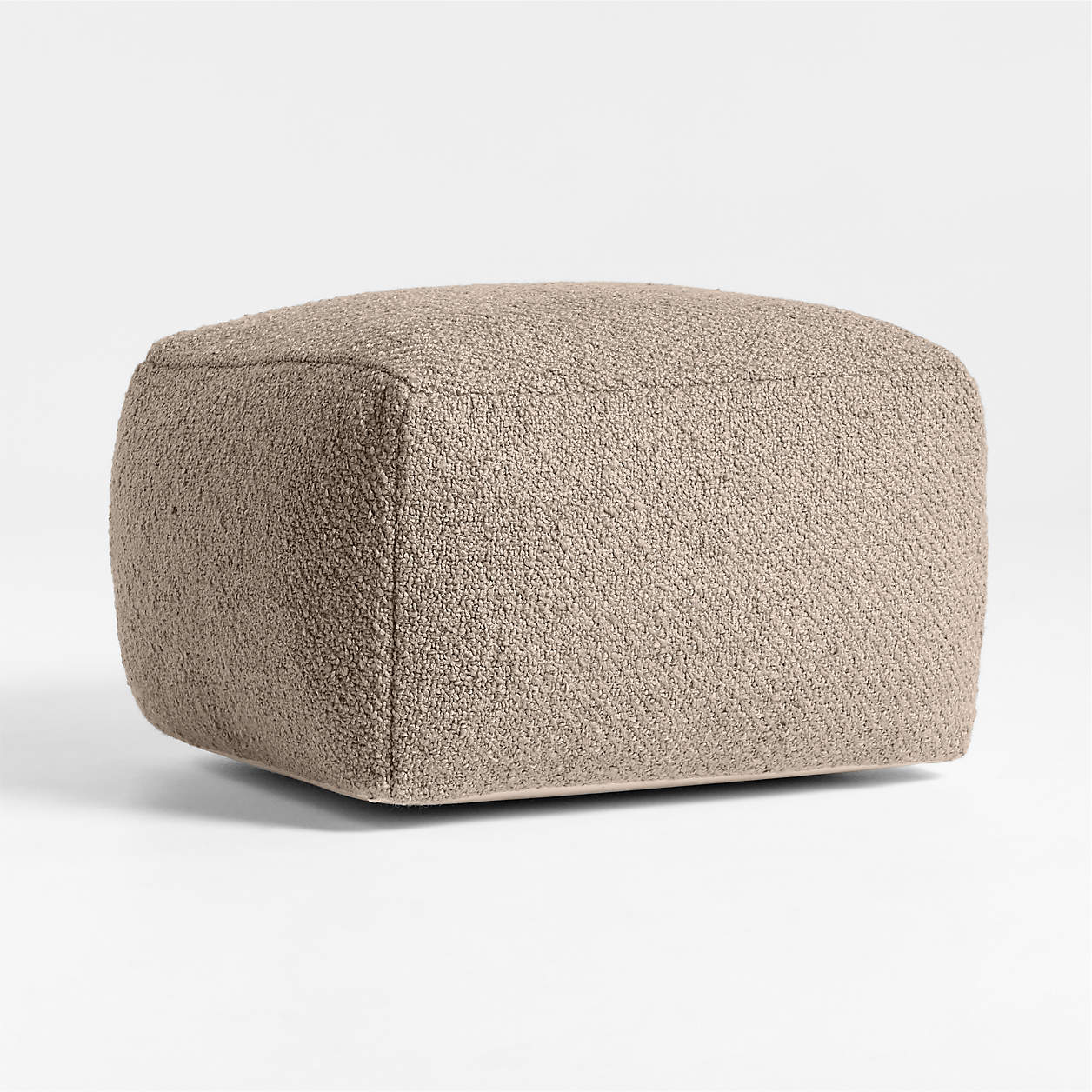Woven Solid Arctic Ivory Performance 22"x22" Pouf Ottoman