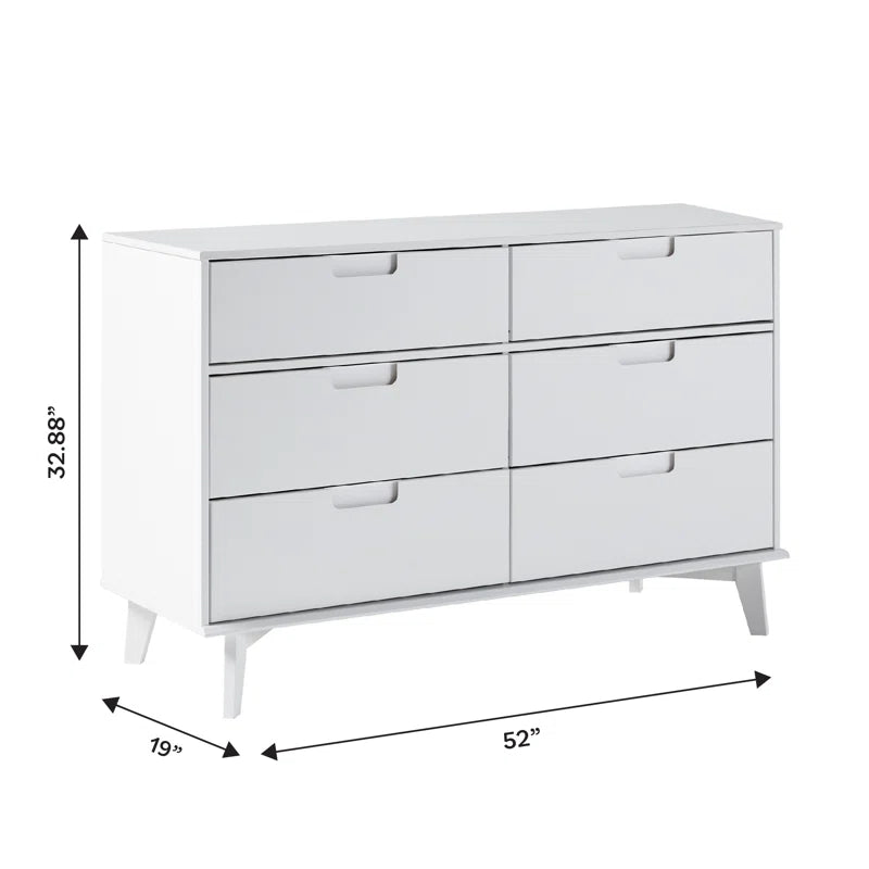 Yarber 6 Drawer Solid Wood Double Dresser