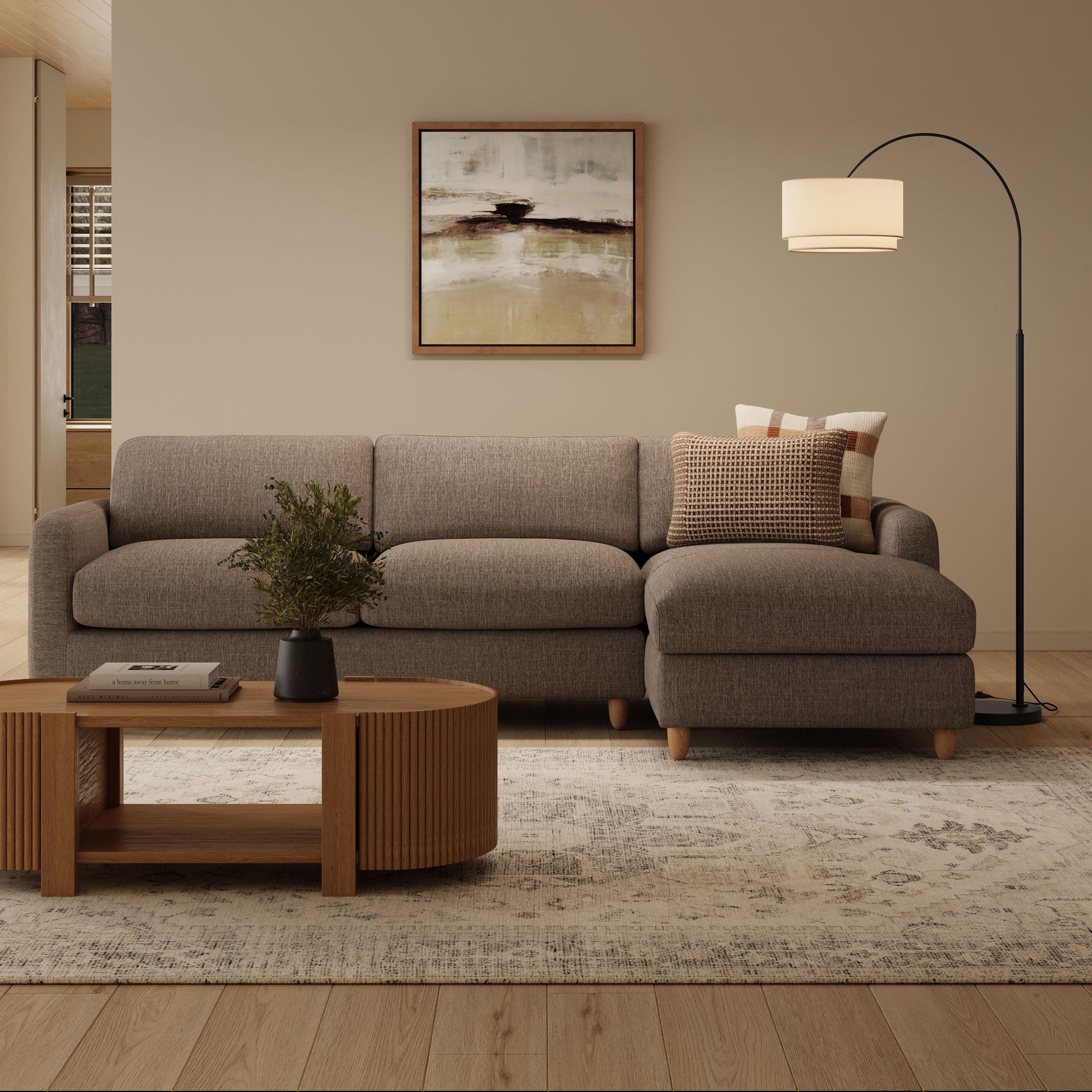 Zebu Small Linen Floor Lamp