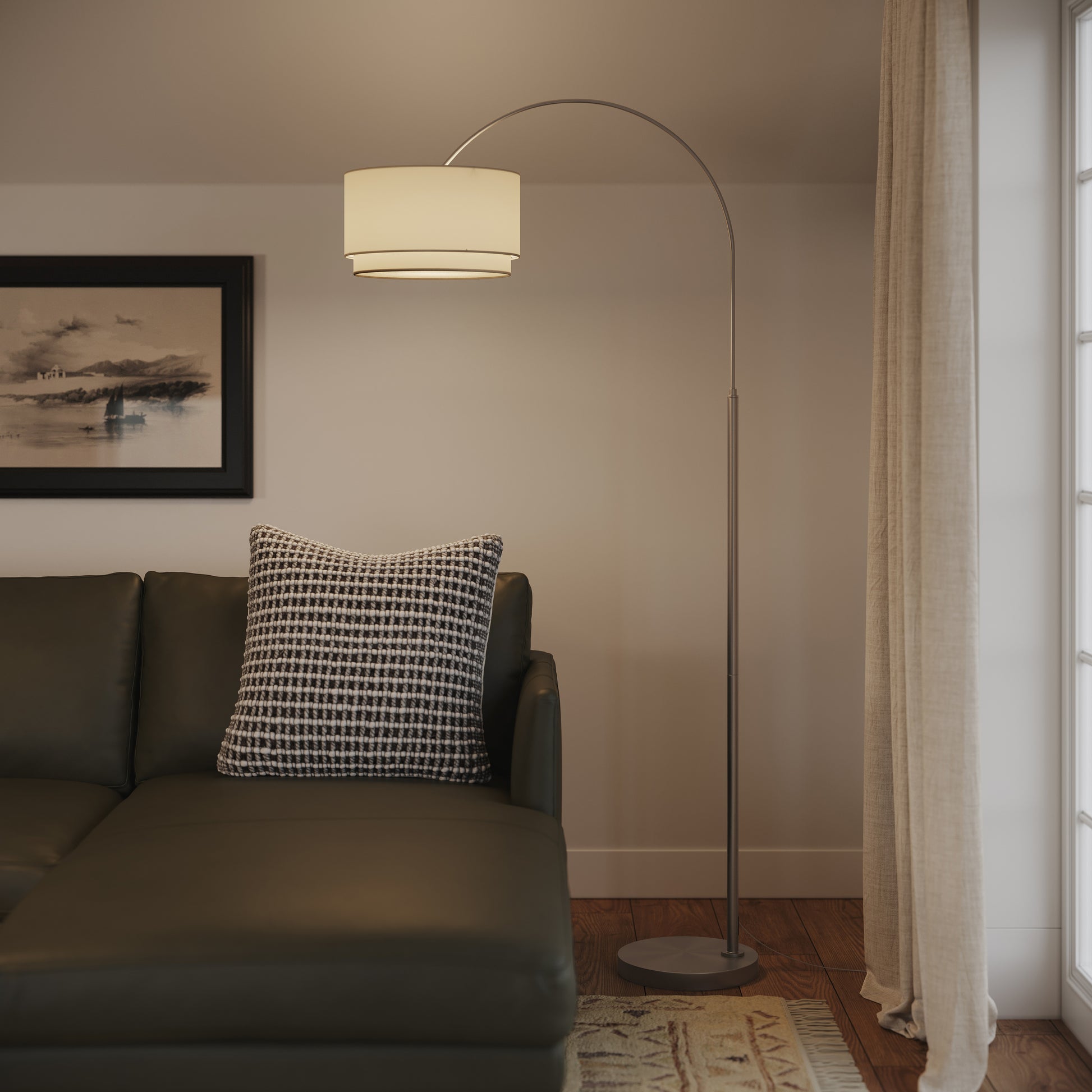 Zebu Small Linen Floor Lamp