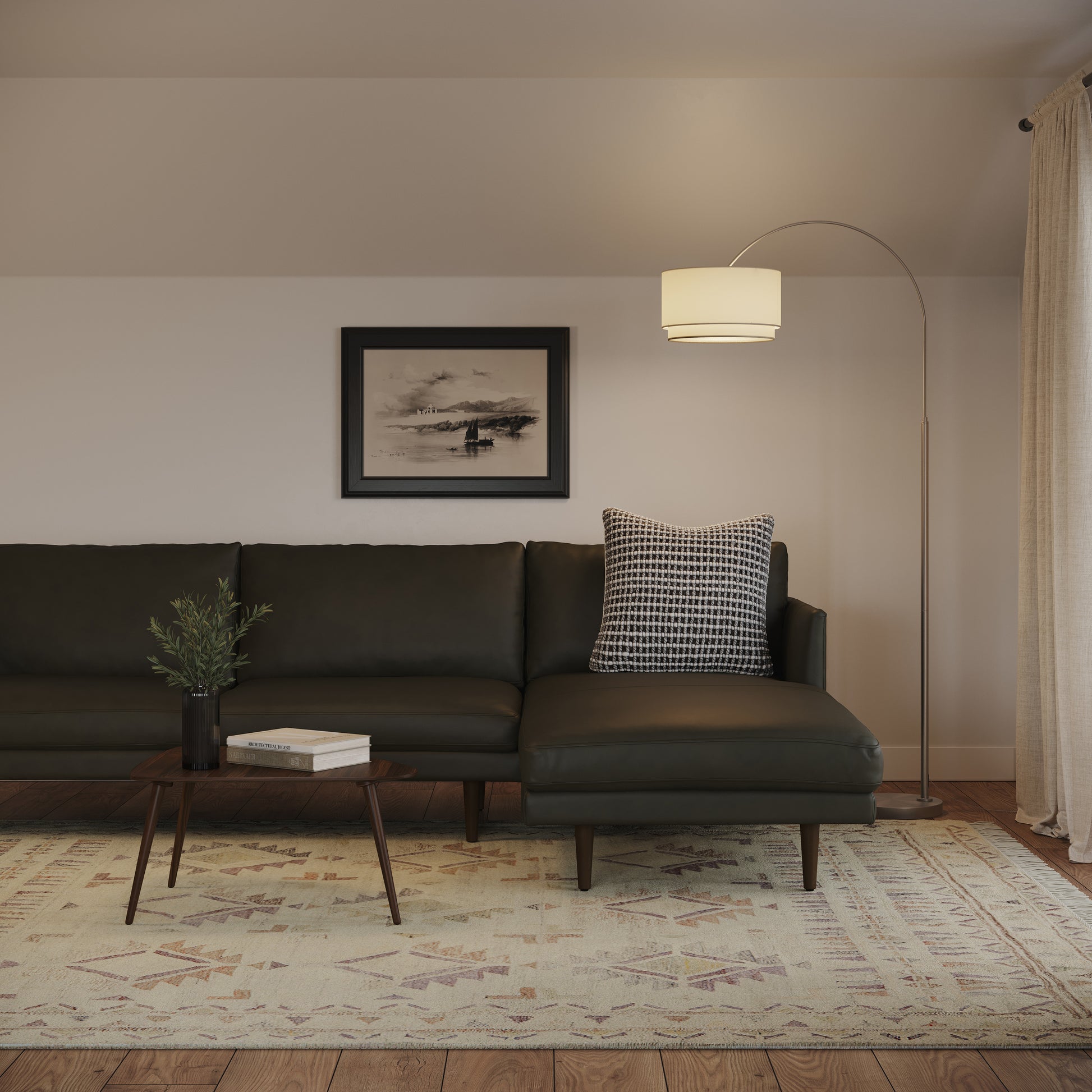 Zebu Small Linen Floor Lamp