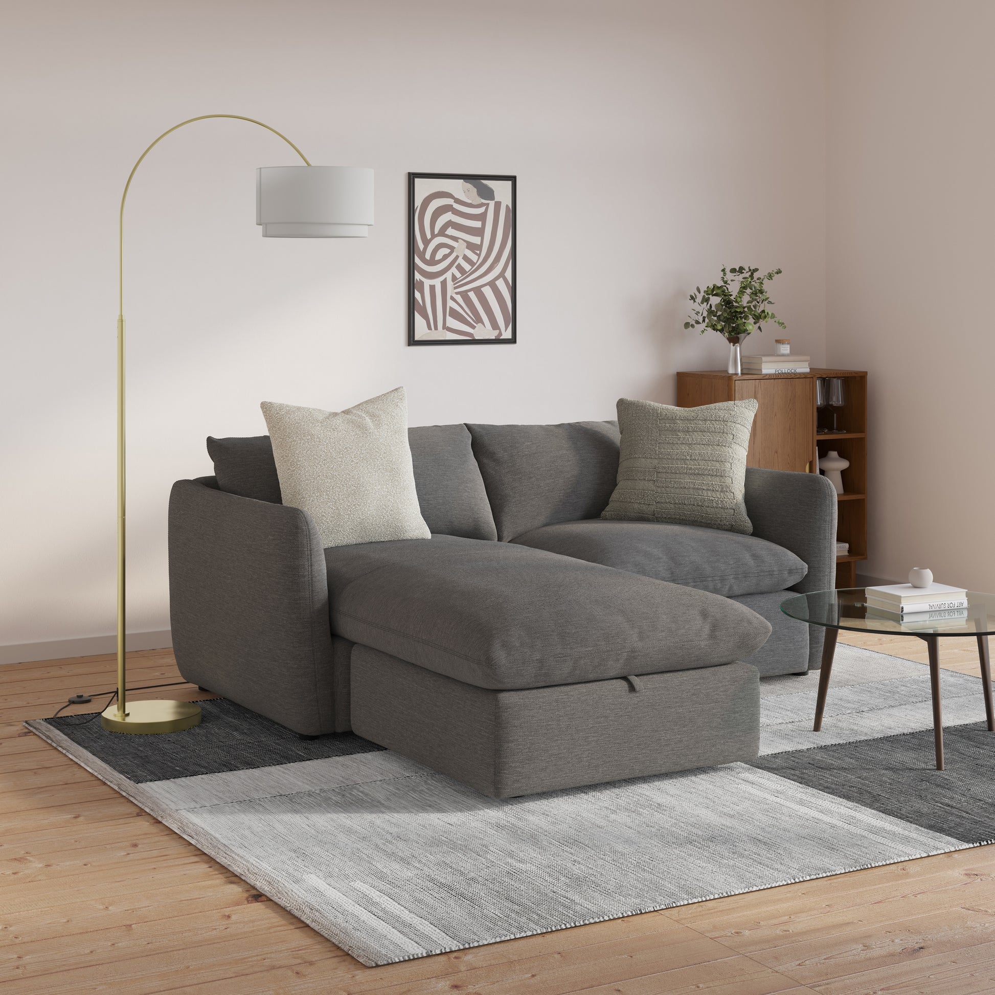 Zebu Small Linen Floor Lamp