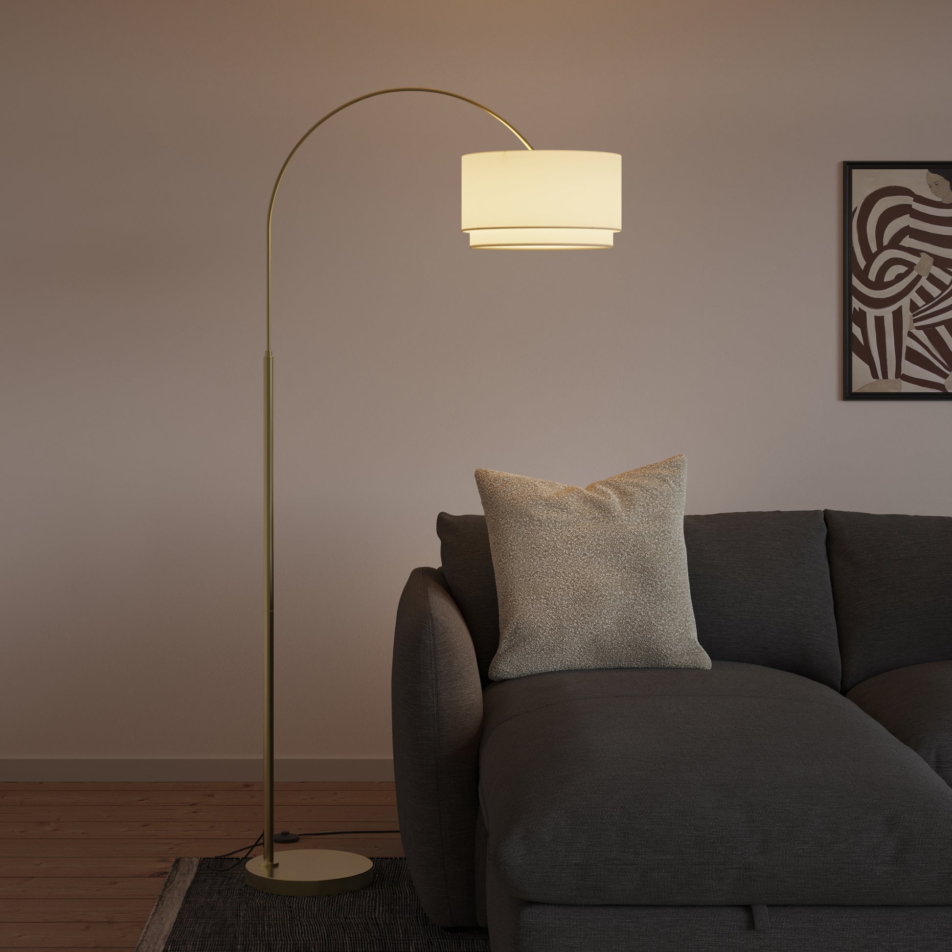 Zebu Small Linen Floor Lamp