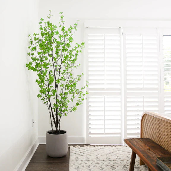 7’ Artificial Enkianthus Tree with Resin Stone Planter