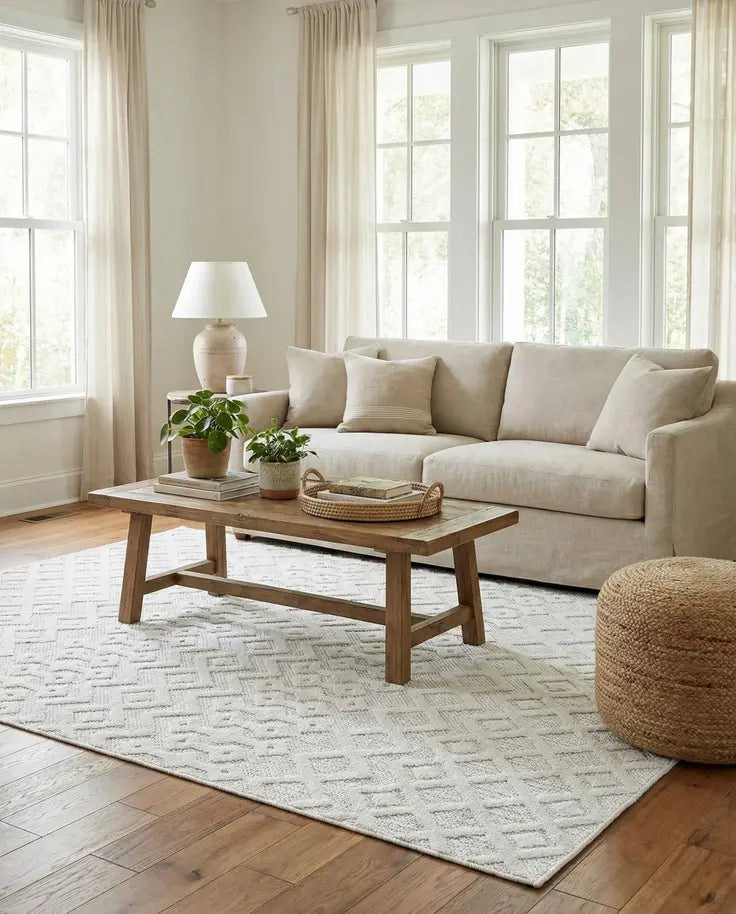 Washable Trellis Textured Indoor / Outdoor Rug
