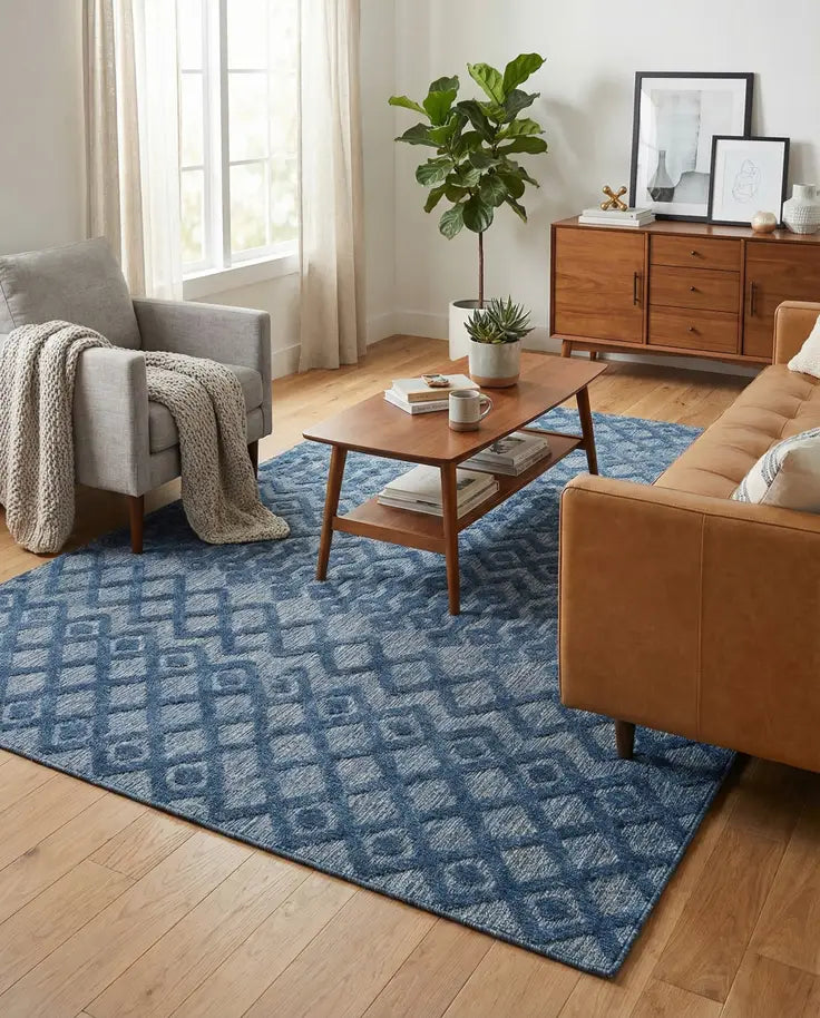 Washable Trellis Textured Indoor / Outdoor Rug