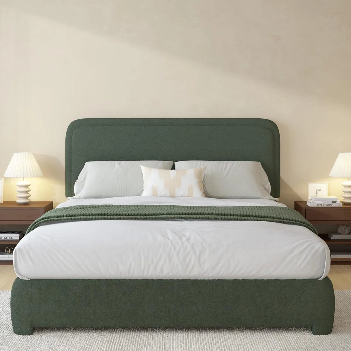 Bensu Boucle Upholstered Platform Bed