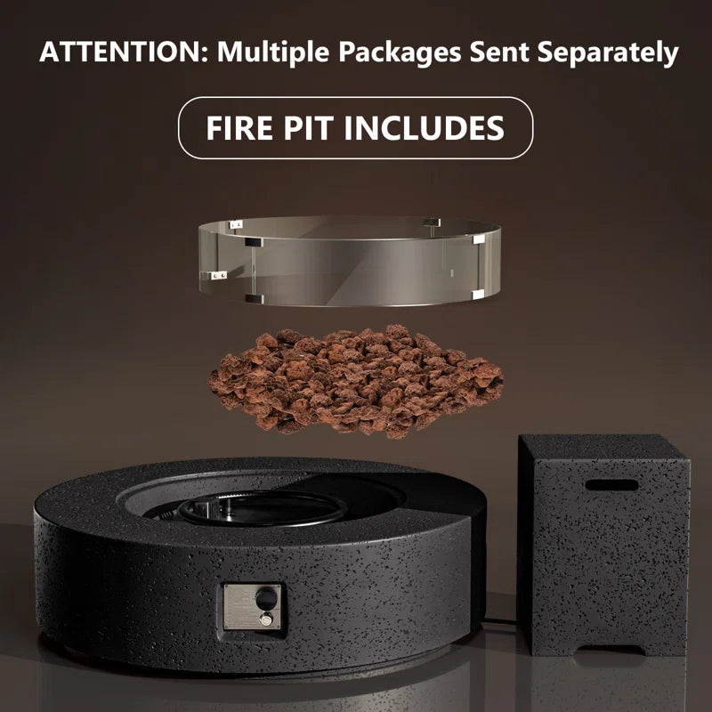 Kinzie Round Concrete Propane Smokeless Fire Pit Table