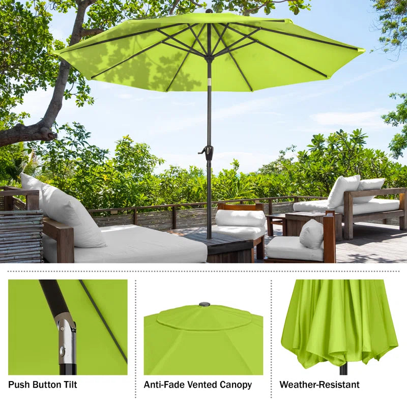 Kelton Patio Umbrella with Auto Tilt - 10' Easy Crank Outdoor Umbrella with Vented Canopy for Deck, Balcony, Porch, Backyard, or Pool by Pure Garden