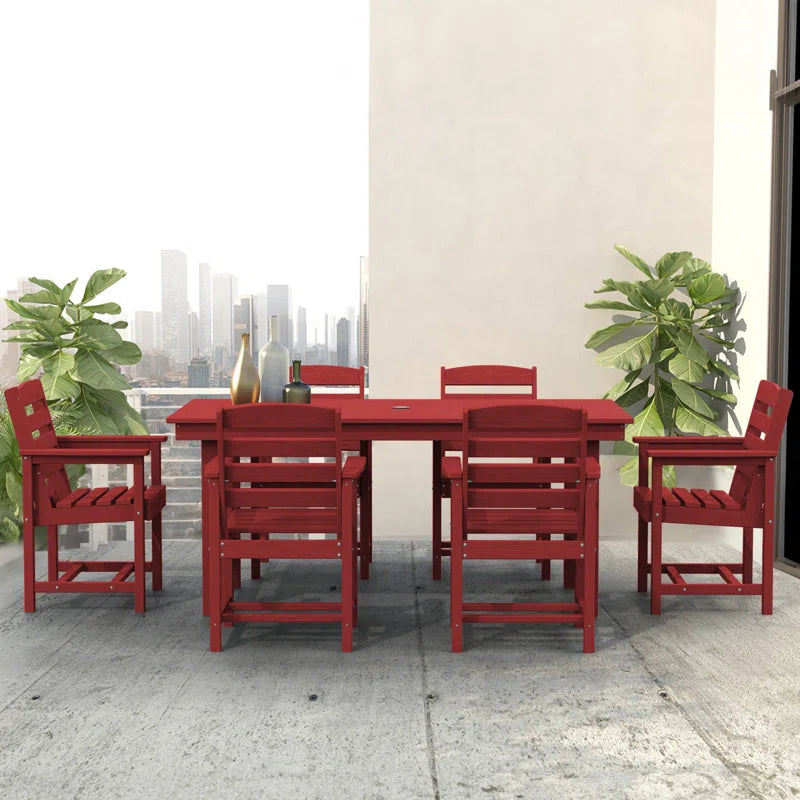 Reata Rectangular 6 - Person 66.9'' L Outdoor Dining Set with 6 Chairs