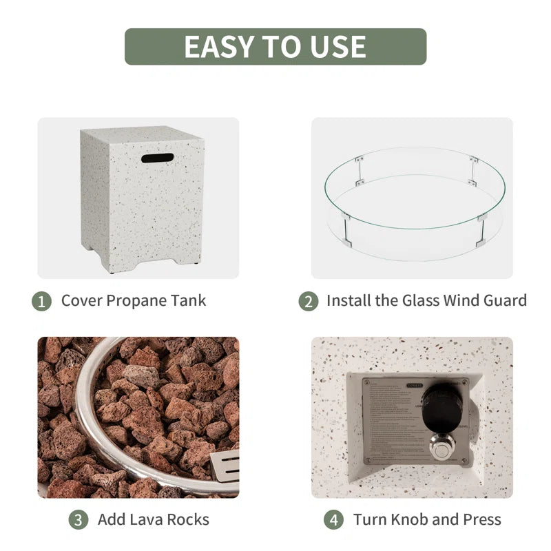 Kinzie Round Concrete Propane Smokeless Fire Pit Table
