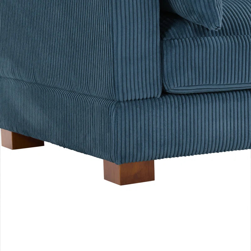 Bentura Upholstered Gray Corduroy Modular Sofa with Pillow Back and Solid Wood Legs