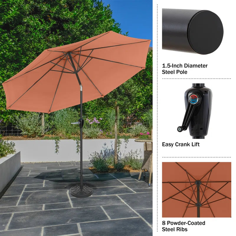 Kelton Patio Umbrella with Auto Tilt - 10' Easy Crank Outdoor Umbrella with Vented Canopy for Deck, Balcony, Porch, Backyard, or Pool by Pure Garden
