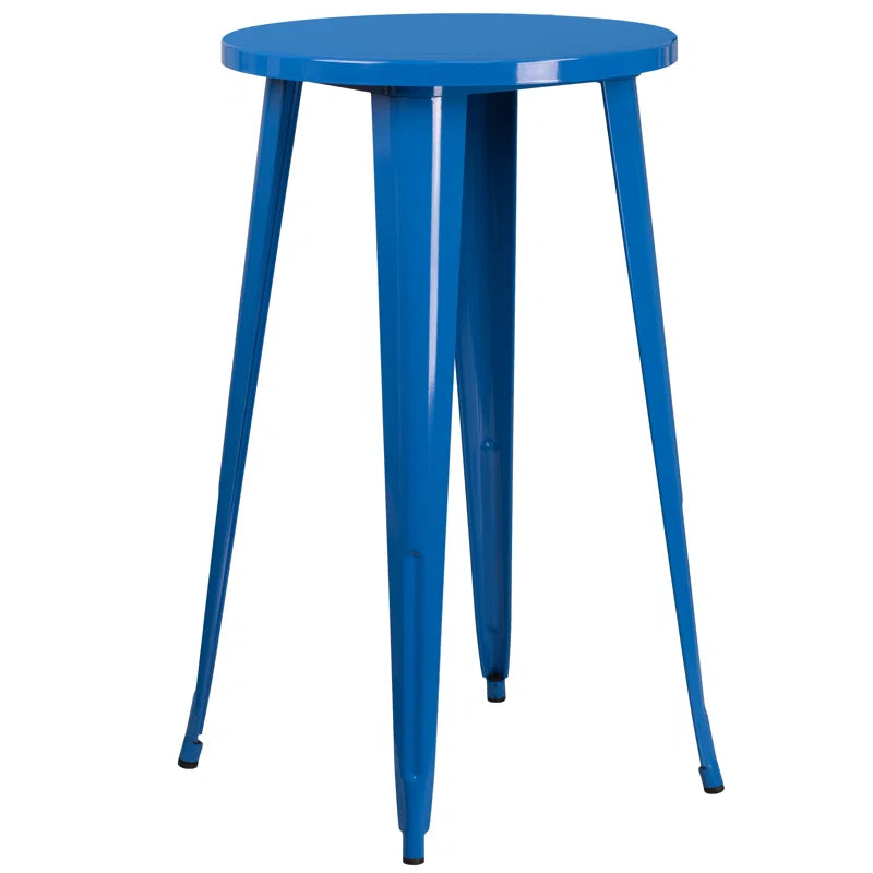 Genece Round Metal Indoor-Outdoor Bar Table Set with 2 Stools