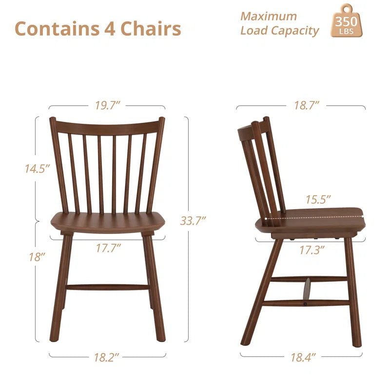 Solid Wood Windsor Back Side Chairs And Dining Chairs (Set of 4)