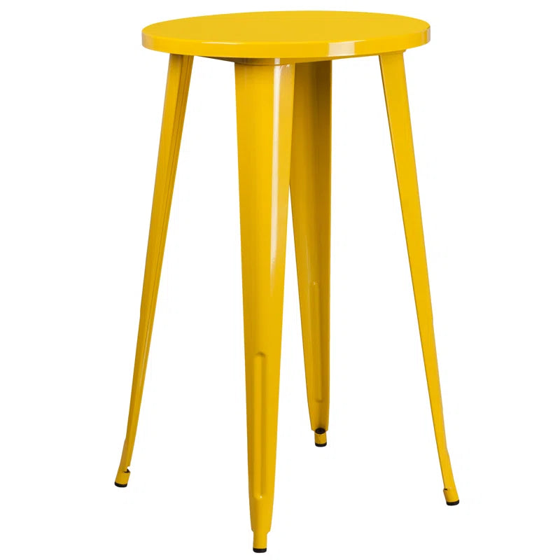 Genece Round Metal Indoor-Outdoor Bar Table Set with 2 Stools