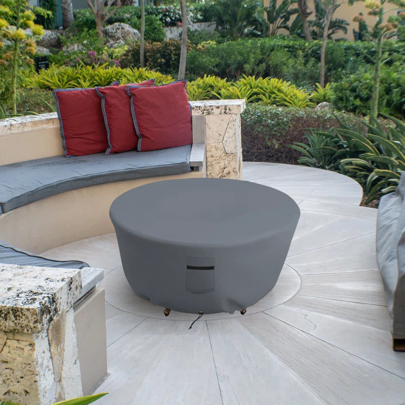 Heavy-Duty Outdoor Round Fire Pit Cover, Patio Durable & UV Resistant Waterproof Fire Table Cover