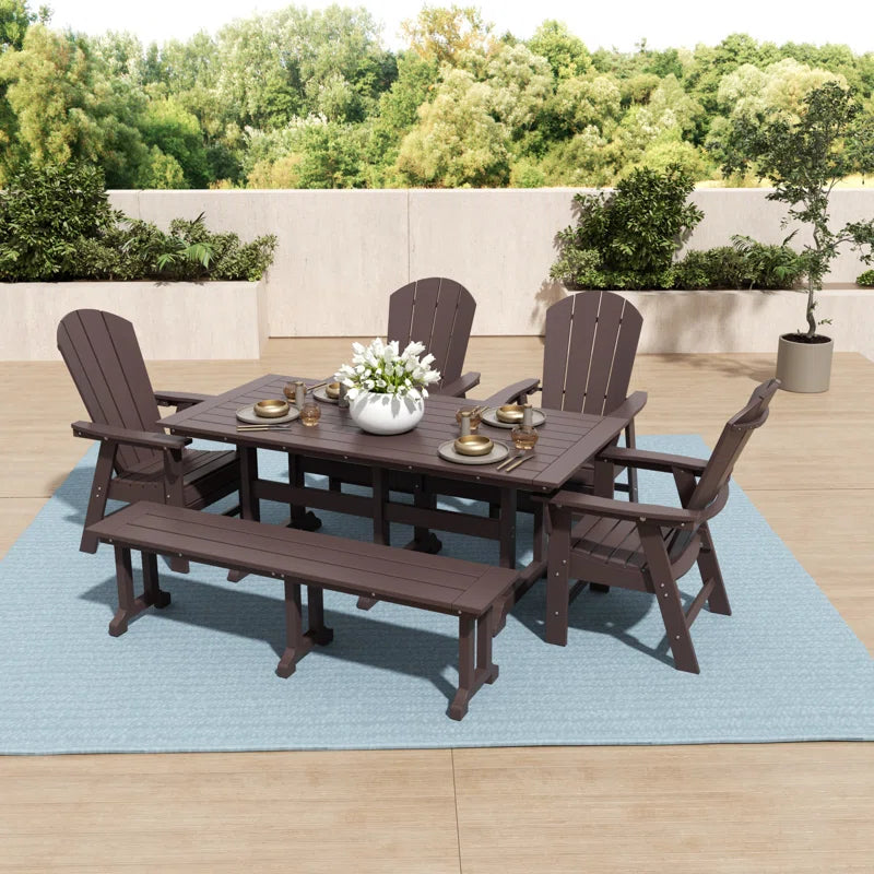 Aleera 6 - Person Patio Dining Set with Rectangular Table