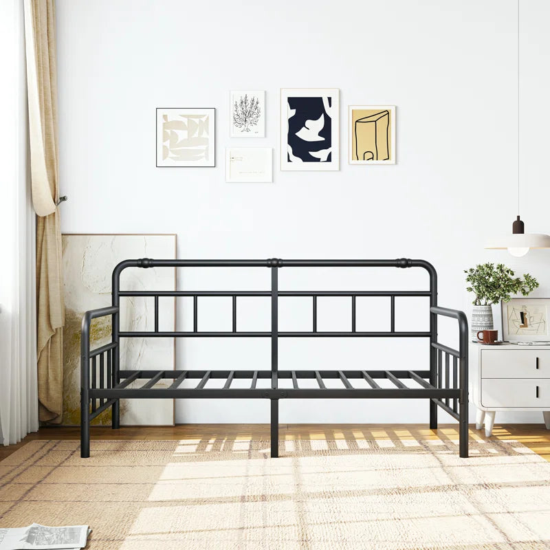 Metal Daybed, Premium Steel Slat Support to 1500lbs, Multifunctional Platform Beds for Bed Room, Living Room, Guest Room, Easy Assembly