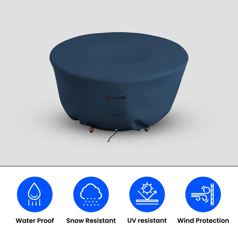 Heavy-Duty Outdoor Round Fire Pit Cover, Patio Durable & UV Resistant Waterproof Fire Table Cover