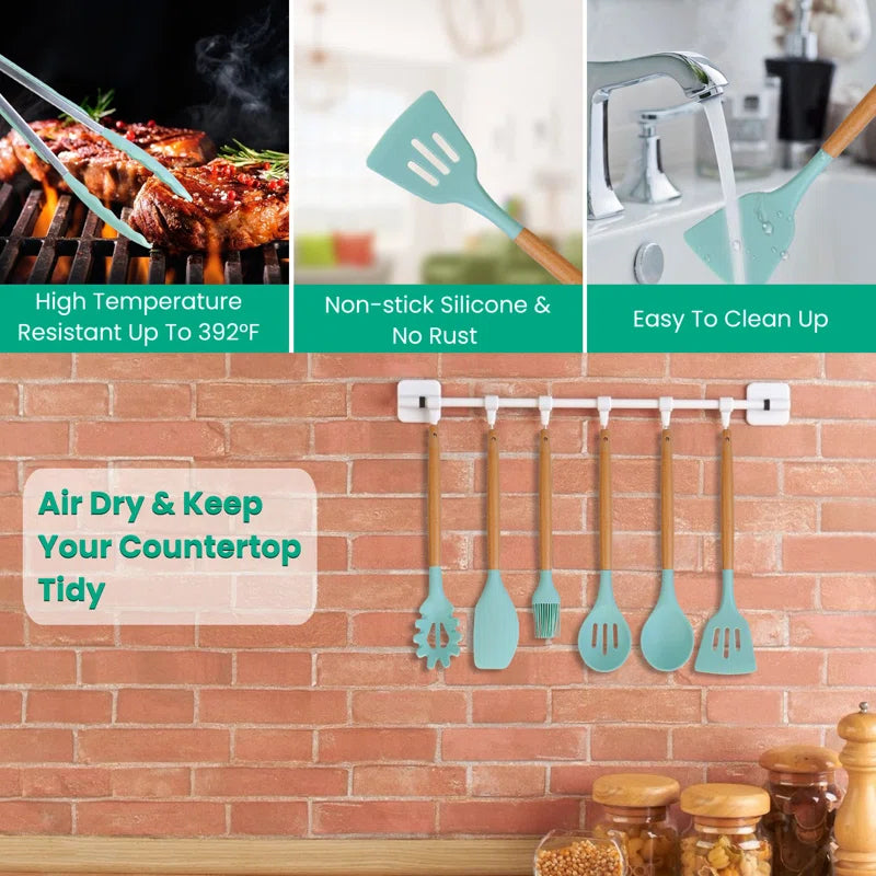Kitchen Utensils Set Heat-Resistant Non-Stick Safe BPA-Free Silicone with Utensil Holder (Set of 35)