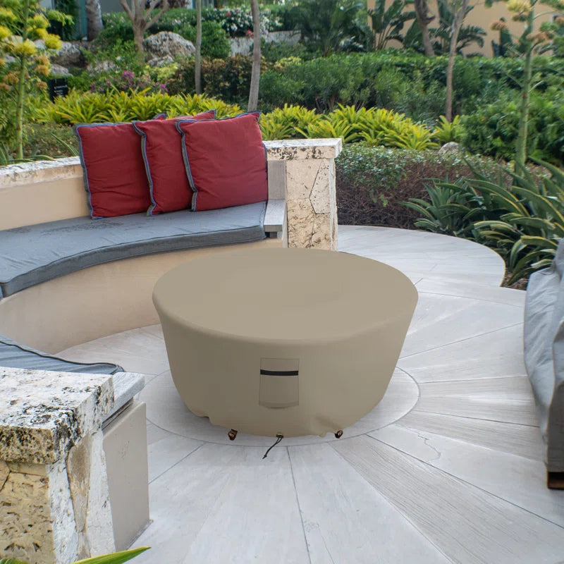 Heavy-Duty Outdoor Round Fire Pit Cover, Patio Durable & UV Resistant Waterproof Fire Table Cover