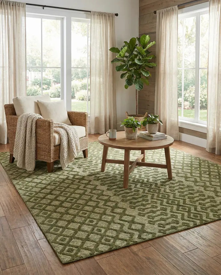 Washable Trellis Textured Indoor / Outdoor Rug