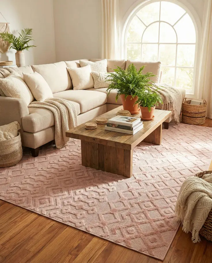 Washable Trellis Textured Indoor / Outdoor Rug