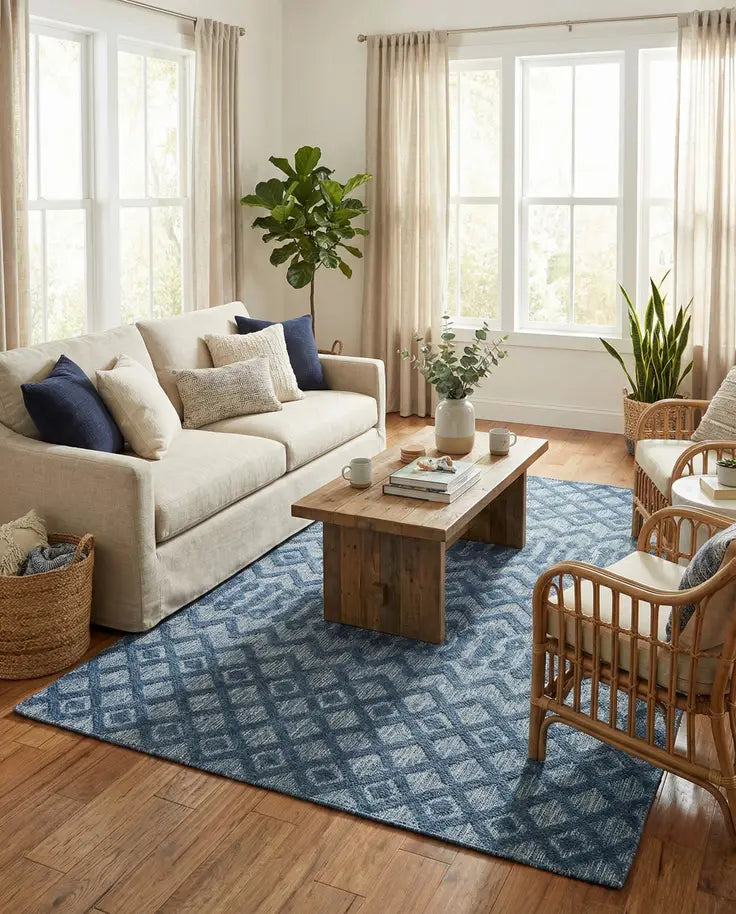 Washable Trellis Textured Indoor / Outdoor Rug