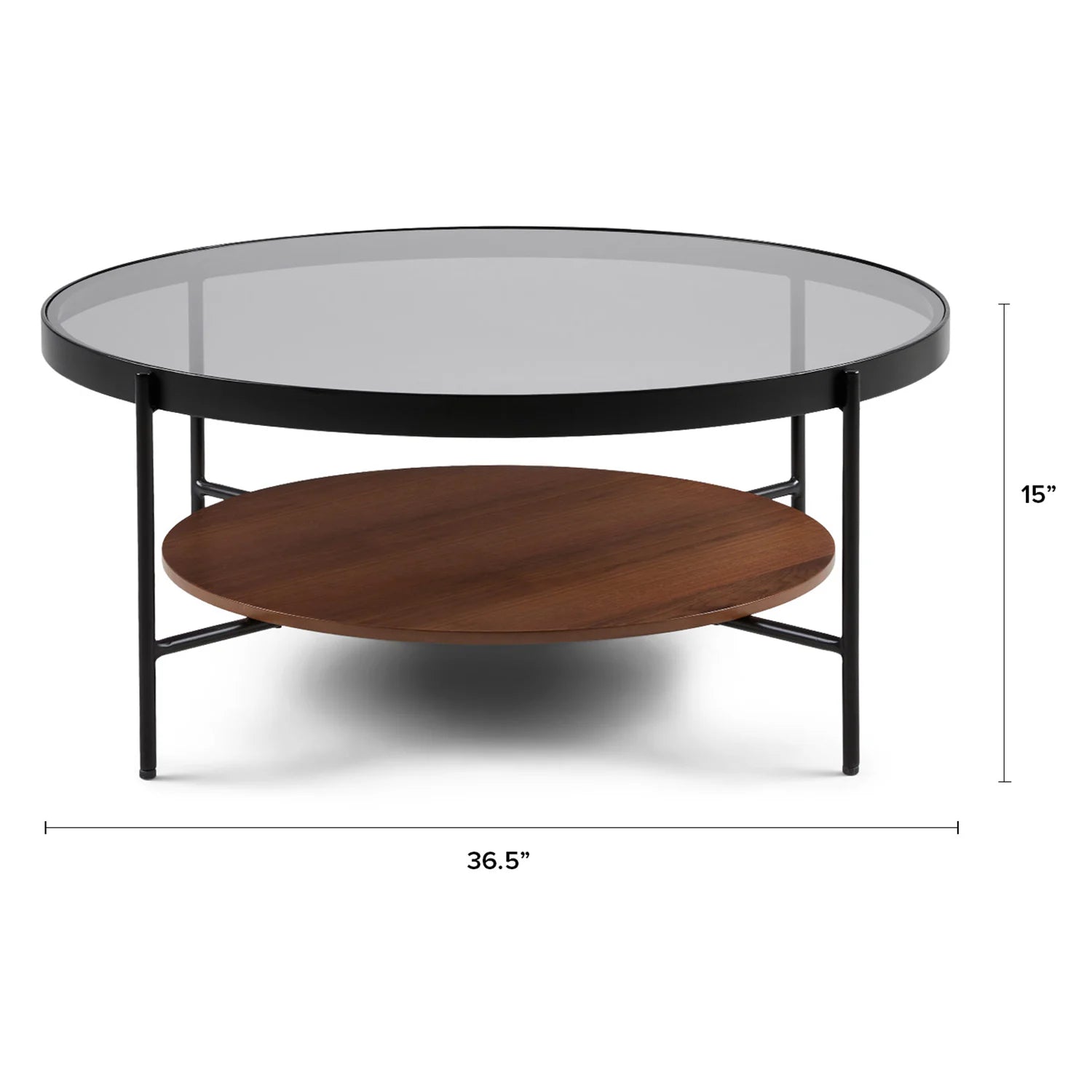 Vitri 36.5" Glass Coffee Table - Walnut