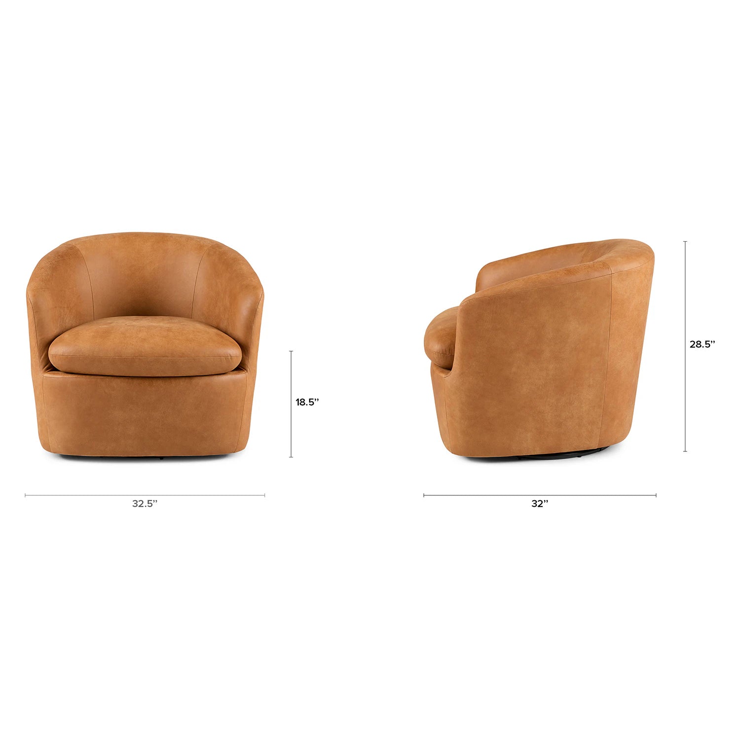 Turoy 32.5" Leather Swivel Lounge Chair