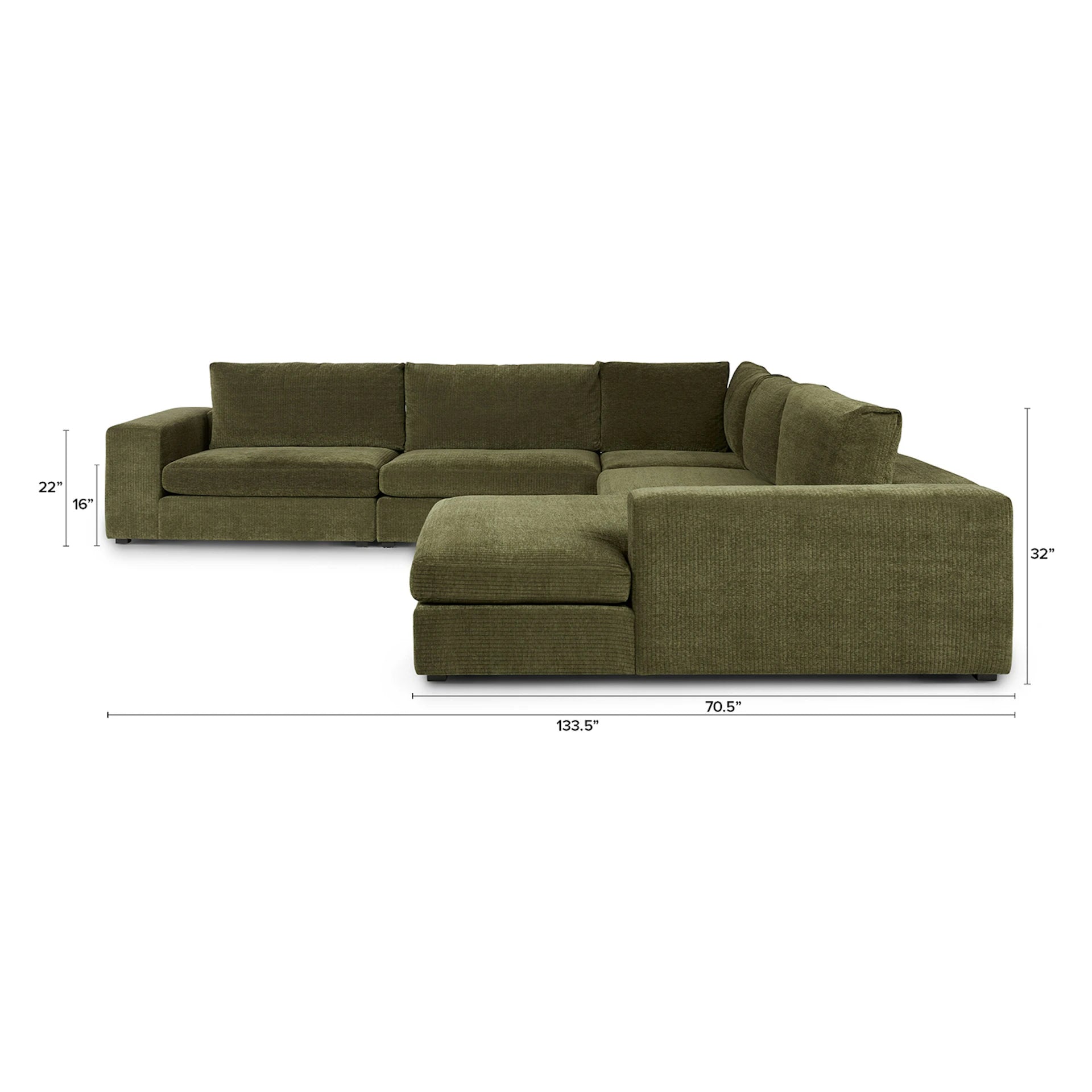 Beta 133.5" Right Modular Conversational Sectional