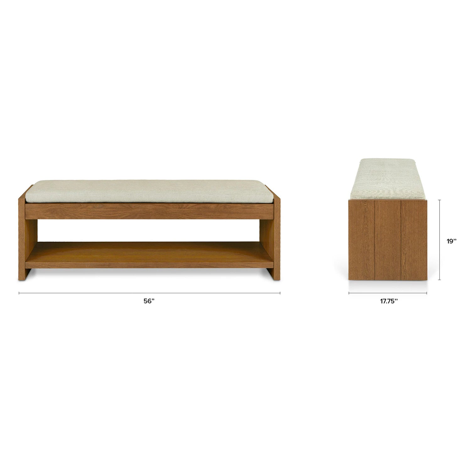 Cassie 56" Fabric Bench