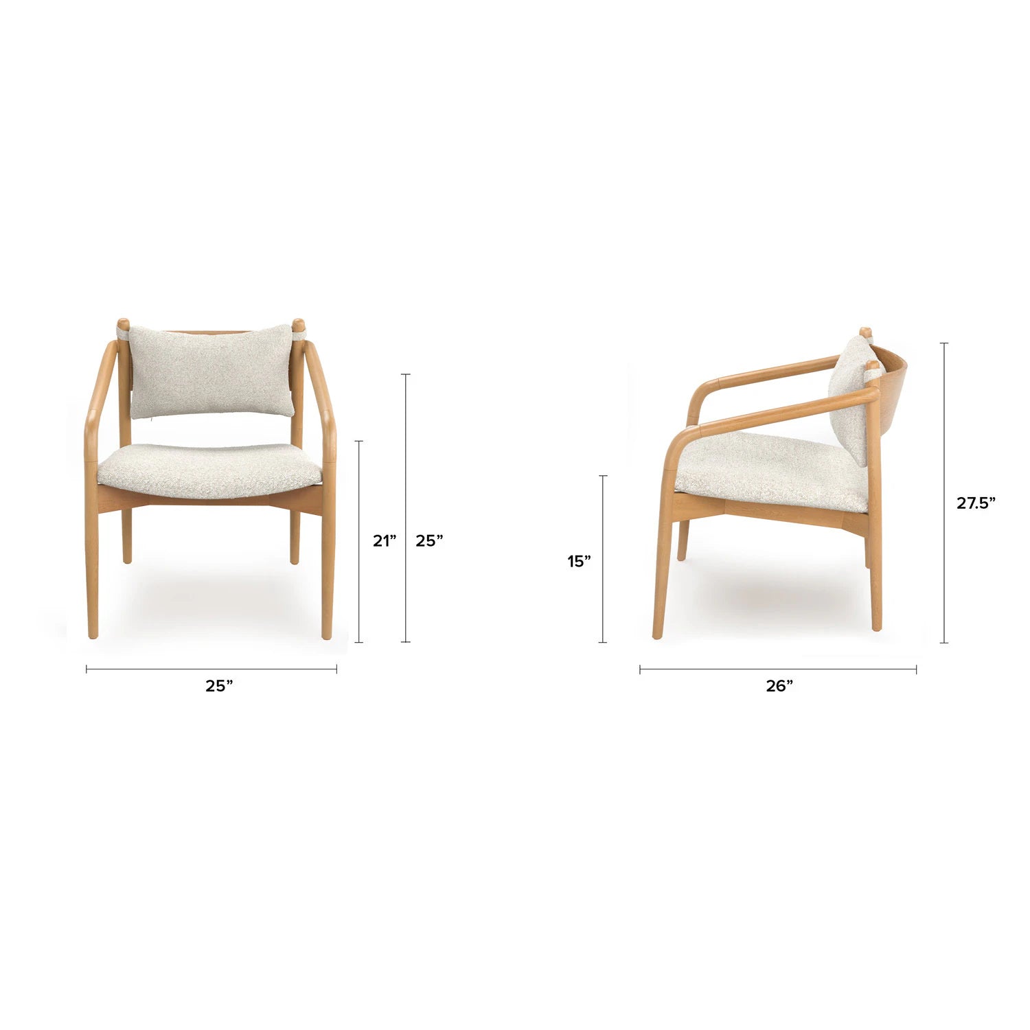 Lento 25" Lounge Chair - Ivory Bouclé