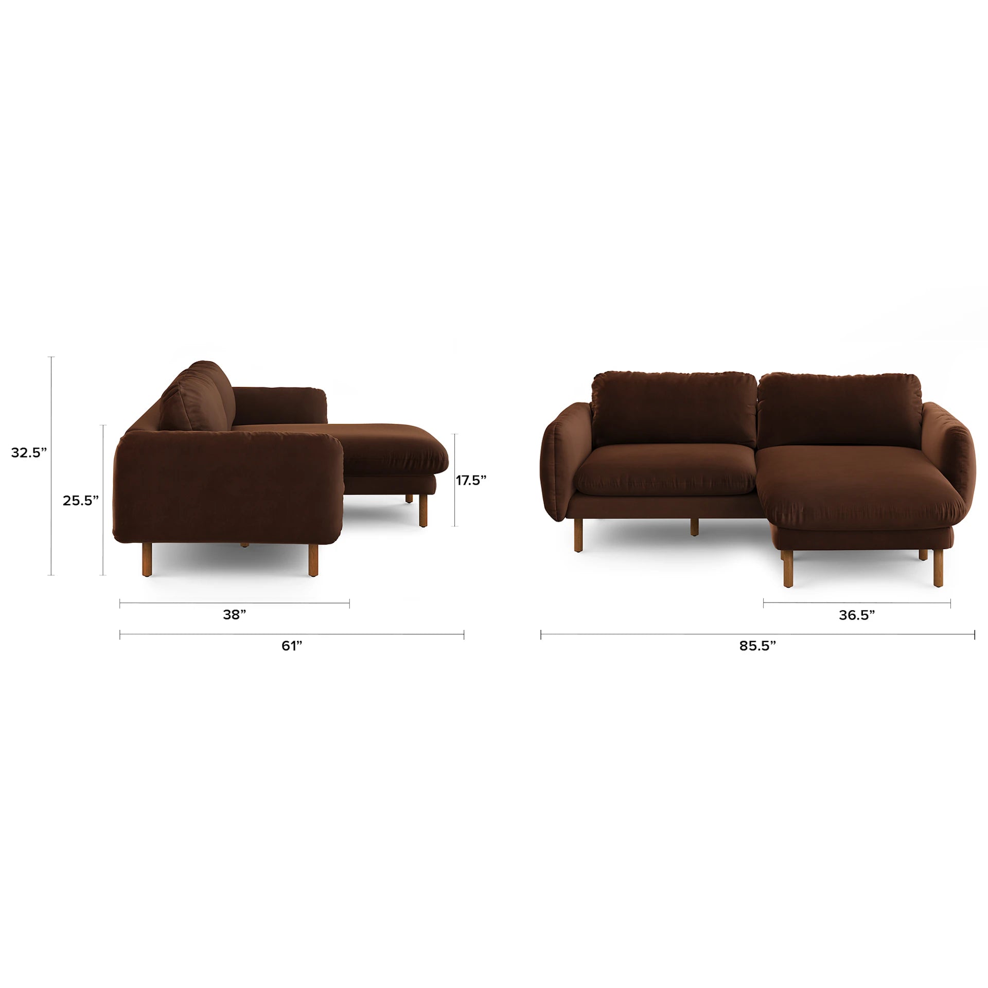 Sanders 85.5" Velvet Reversible Sectional