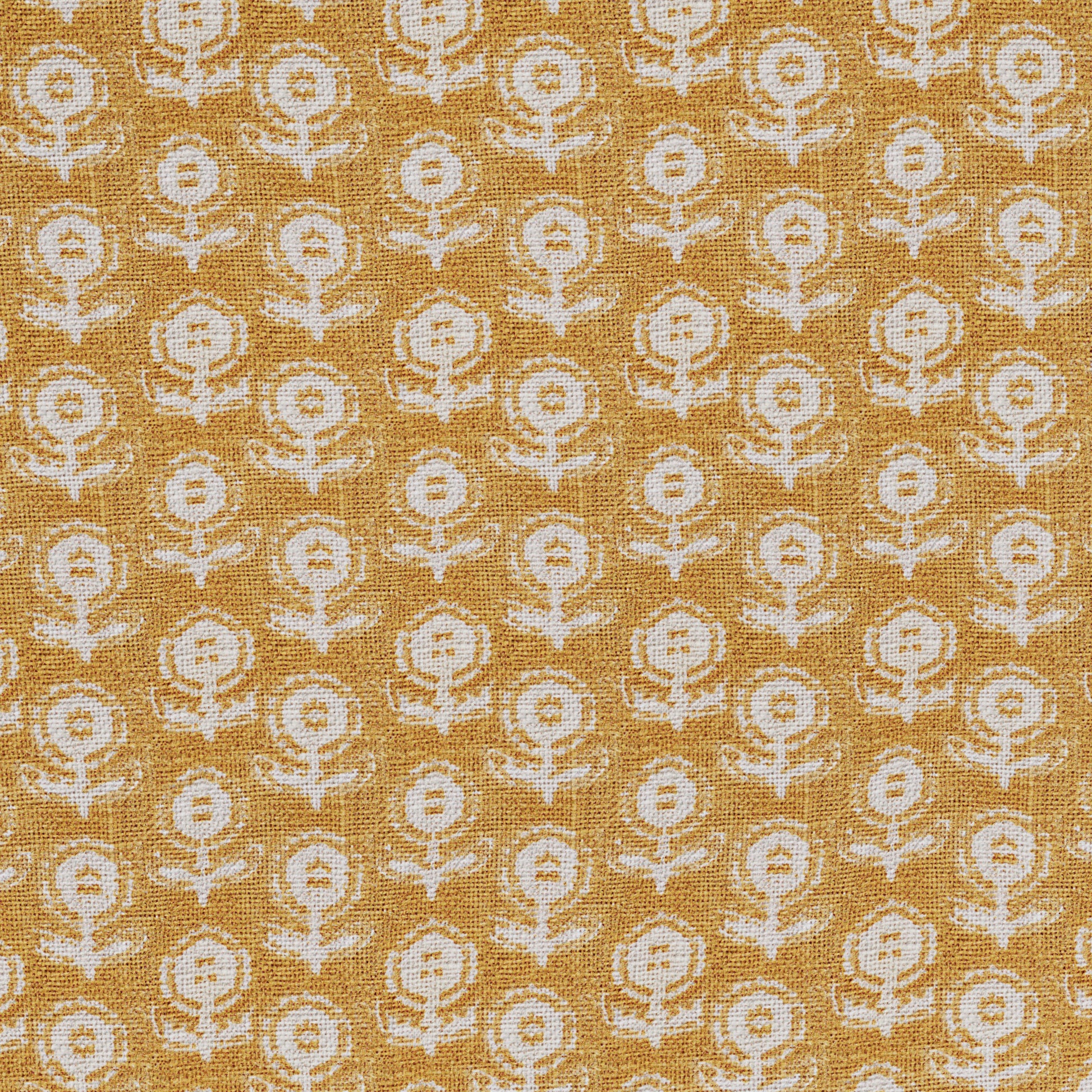 Priya 25.5" Pouf - Yellow Blockprint