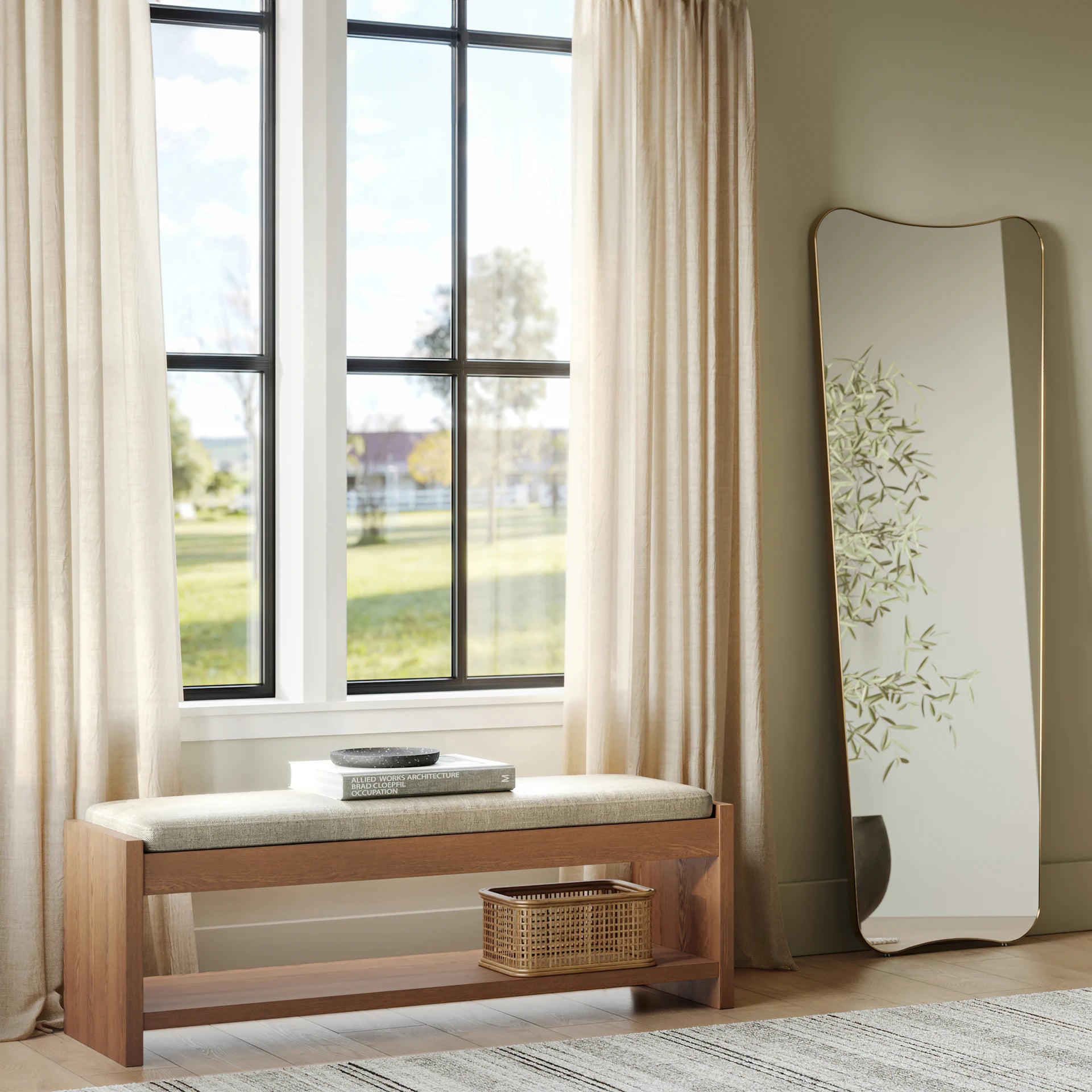 Cassie 56" Fabric Bench